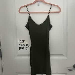 Windsor | Olive Green Spaghetti Strap Mini Dress